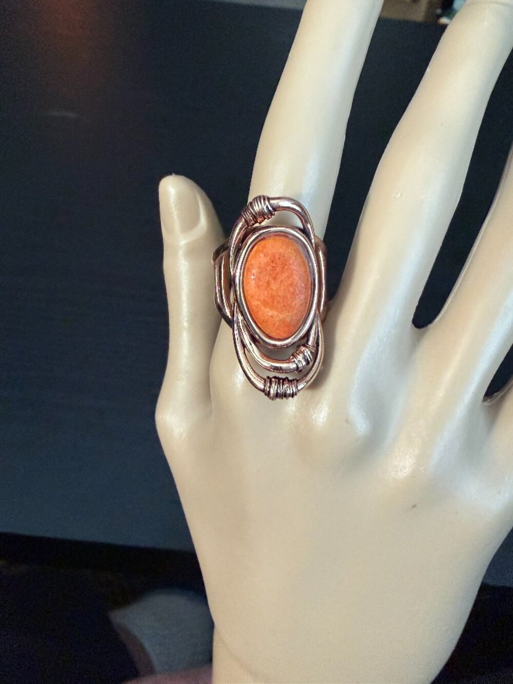 Barse Copper/Brass & Sponge Coral Ring